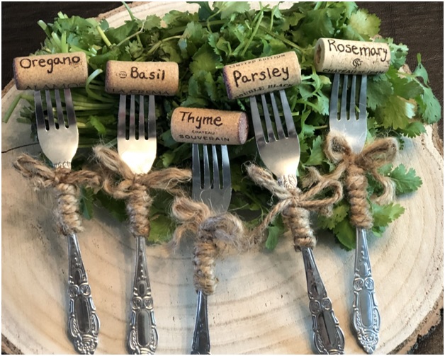 plant markers with wine cork
